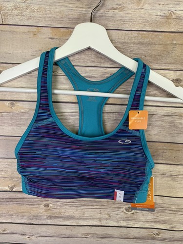 Champion NWT Womens XS Power Core Compression Sports Bra Removable Pads Teal - Picture 1 of 9