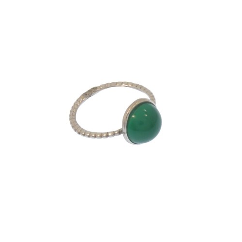 Anello puntinato in argento 925 con agata verde - Foto 3 di 7