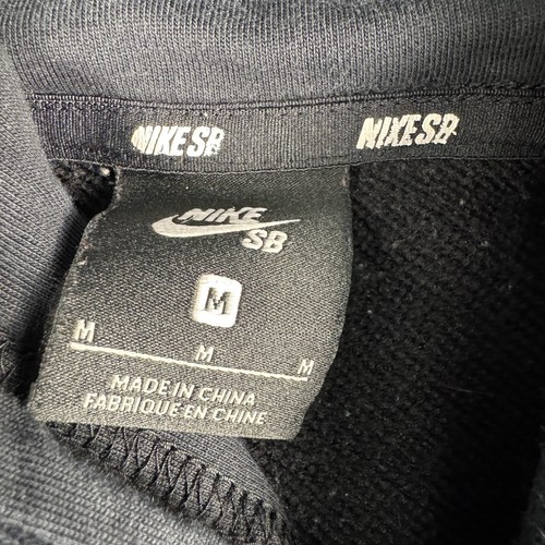 Nike SB Hoodie Men's Medium Black Swoosh Logo Long Sleeve Pullover Y2K Sports - Picture 5 of 12