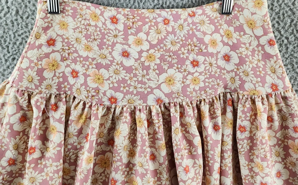 Aqua A 字迷你裙女式 S 玫瑰多花荷叶边侧拉链闭合 — 第 3/4 张图片