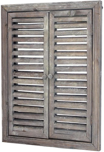 Spiegel "Fenster" im Antik Design, mit Holz Klapp Läden braun, Wand Deko Vintage - Bild 3 von 4