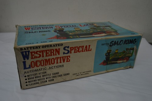 SKK JAPAN SMOKING WESTERN SPECIAL LOCOMOTIVA giocattolo di latta Batt. Op. Nuovo con scatola - Foto 2 di 9
