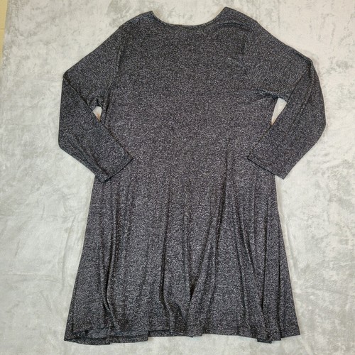 Old Navy Black Heather Swing Dress Womens 2XL Long Sleeve Plush Knit - Afbeelding 2 van 9