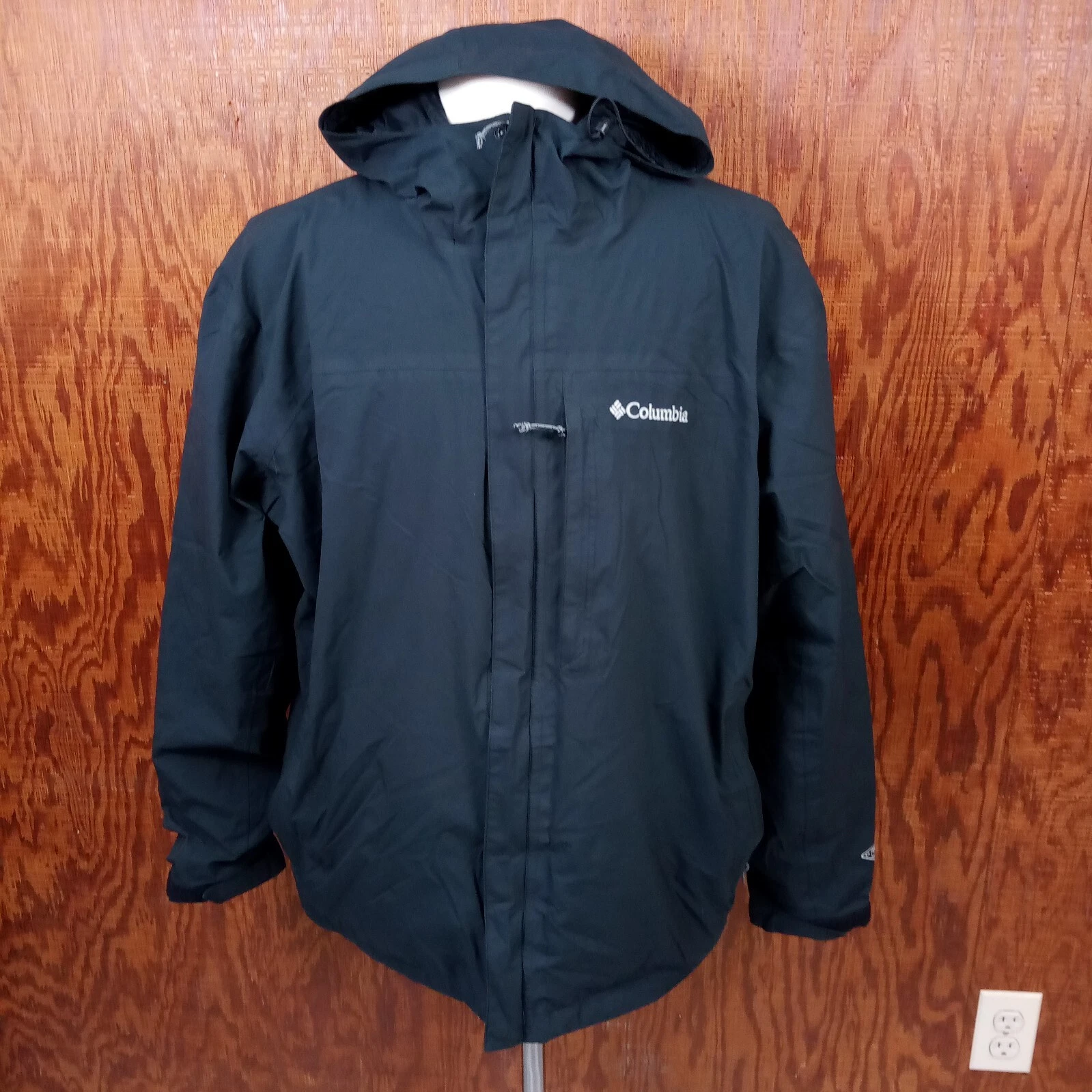 Columbia Men’s Windbreaker Jacket Hooded Zipper Front Dark Green Size XL