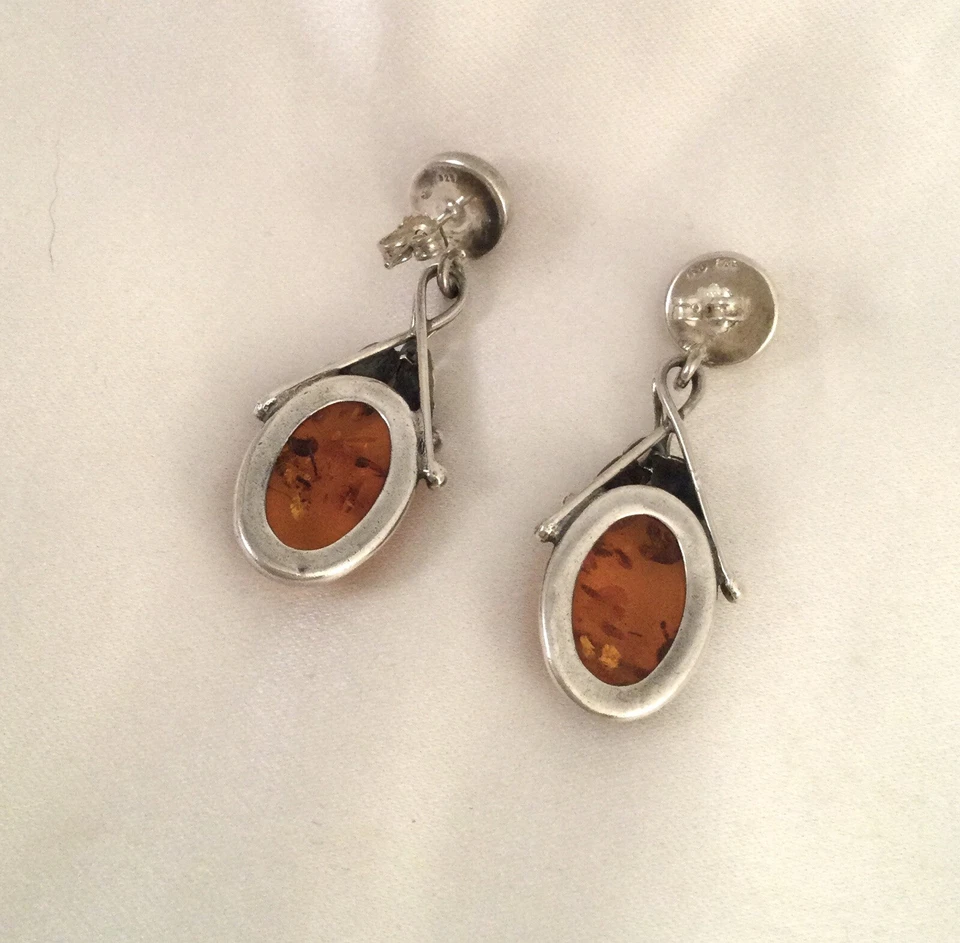 Pendientes ámbar de plata esterlina joyería antigua decoración pendientes Foto 2 de 4