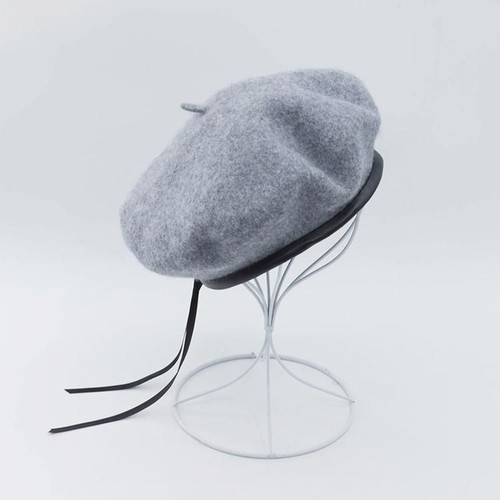 Autumn Winter Wool Beret - Solid Color Flat Painter Cap Woolen Pu Leather Hat - Bild 20 von 20