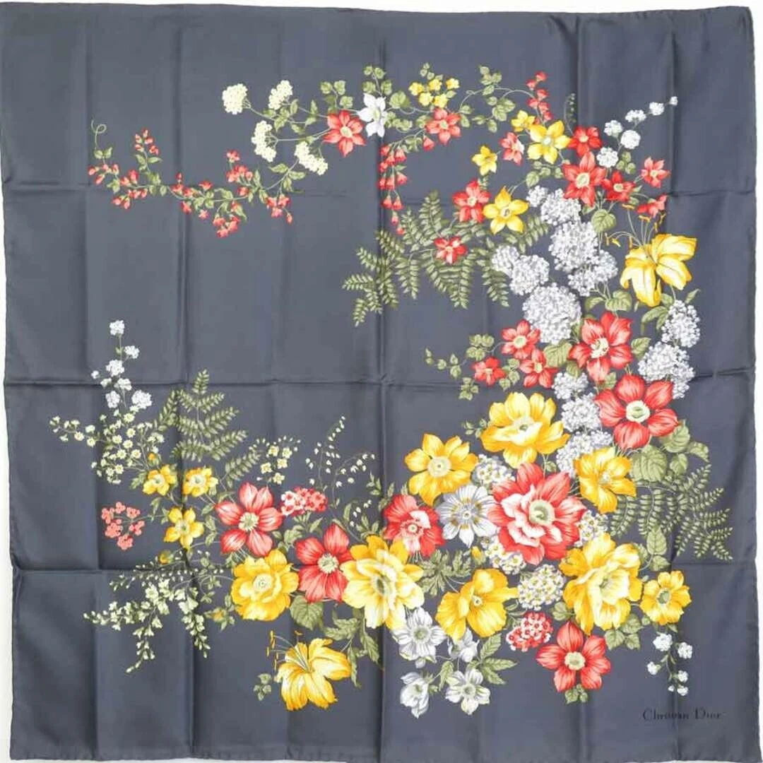 Foulard Christian Dior gris soie