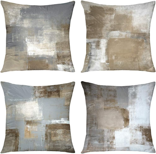 Taupe Throw Pillow Cover,Pack of 4 Soft Velvet Decorative Cushion Cover for Sofa - Picture 12 of 12