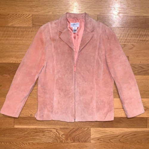Women’s Pendleton Pink Vintage Suede Leather Zip Jacket Coat Blazer L fits 10-12 - Picture 5 of 6