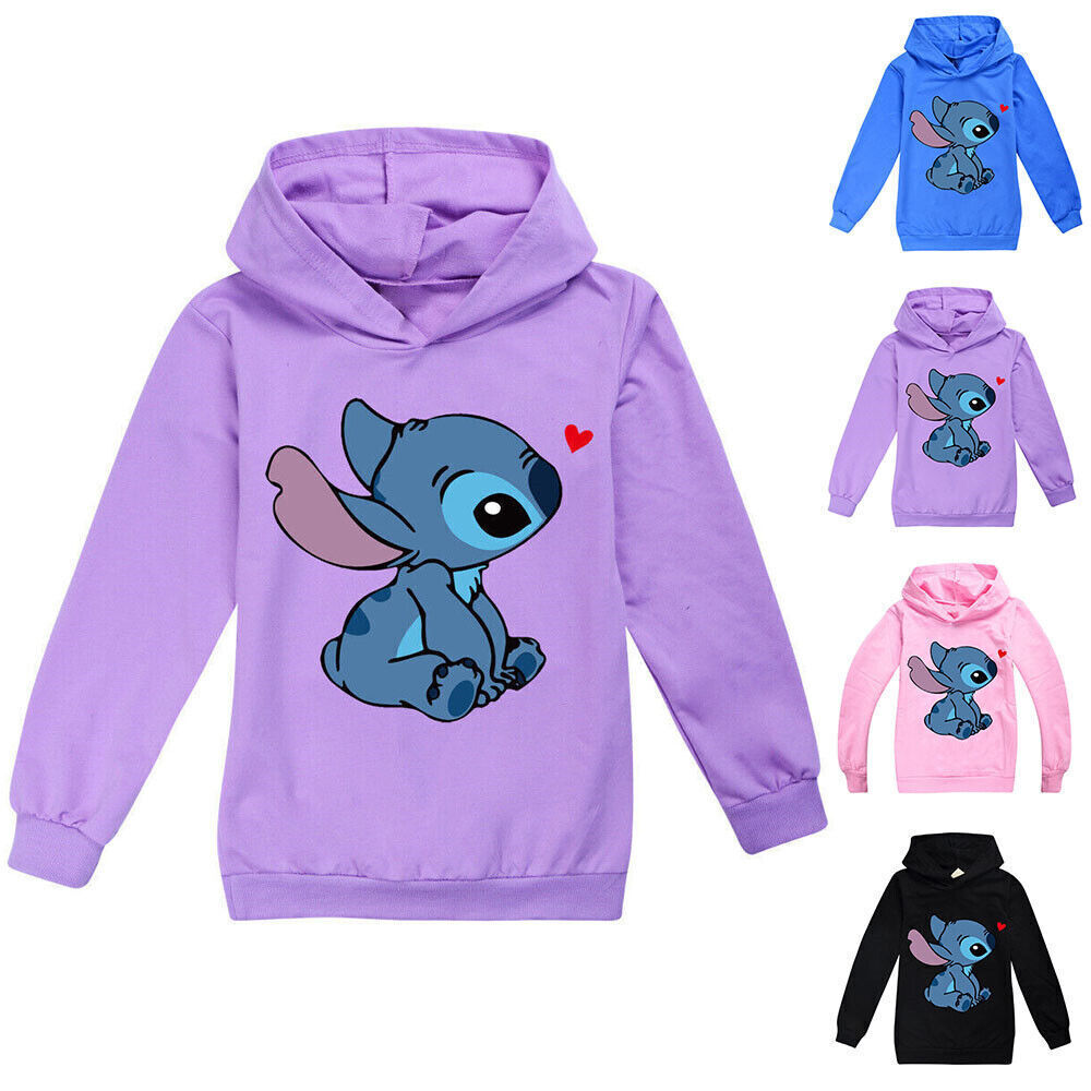 Lilo & Stitch Hoodie Jumper Tops Kids Girls Boys Long Sleeve Sweatshirt Pullover - Picture 3 of 13
