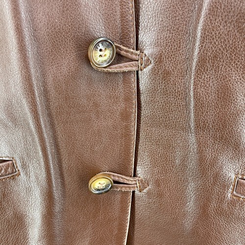 Orvis Brown Genuine Supple Leather Vest Sz XL Plaid Flannel Lined Hunting Riding - Picture 4 of 17
