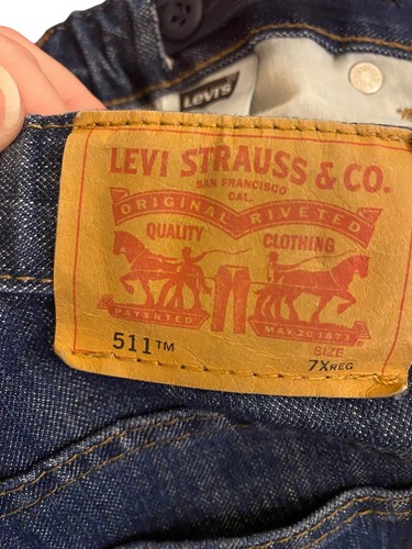 Levis Boys Jeans Sz 7X 511 Slim Straight Adjustable Waist Medium Wash - Picture 5 of 8