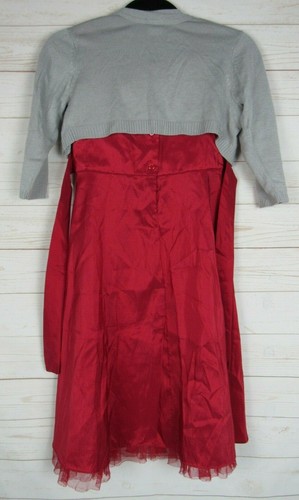 WhatADoll Girls 2 pc. Sleeveless Red Holiday Dress w/Gray Sweater Size L(10-12) - Picture 7 of 7