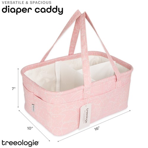 Pink Baby Diaper Caddy Organizer Basket, Diaper Bag - Picture 2 of 6