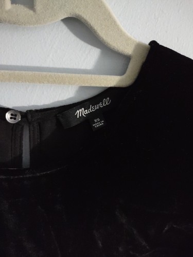 Madewell Velvet Tulip-Hem Top Sz XS G8192 Black Hi Low Silk Blend - Bild 4 von 6
