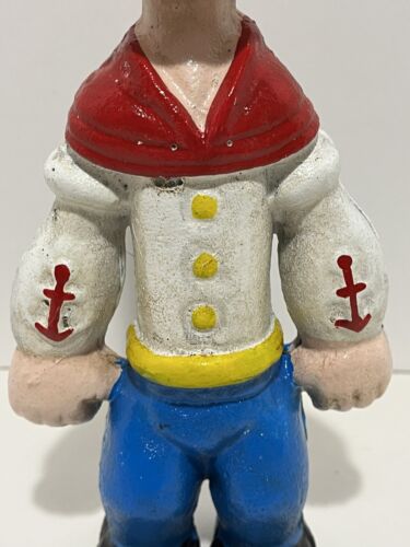 POPEYE The Sailor Man 9” Tall Cast Iron Figurine Bank - Picture 3 of 9