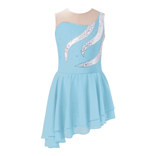 Kids Girl's Ballet Dresses Rhinestone Dancewear Latin Dance Dress Tiered Stage - Picture 42 of 70