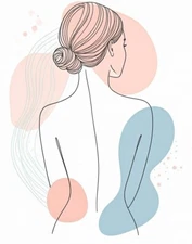 Digital Minimalist Line Art Woman Portrait - Modern Abstract Wall Art Print