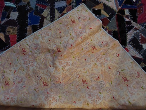 Edredón vintage Crazy Patchwork atado hecho a mano bordado algodón satinado 64,5x72,5 - Imagen 20 de 21