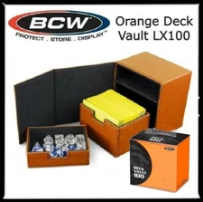 Quality BCW Deck ORANGE Case LX 100 Gaming Cards Storage Removable Tray & Box 