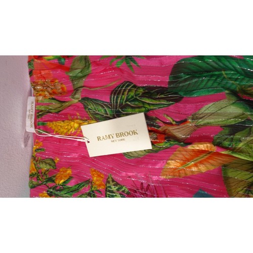 Ramy Brook Women's Quentin Printed Wrap Metallic Bell Sleeve Top XXS NWT 395 - Picture 12 of 14
