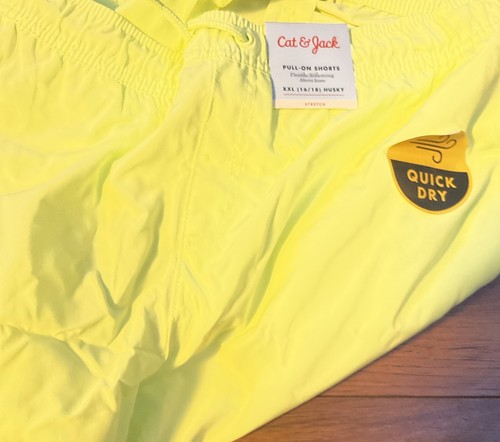 Neon Yellow Xxl Husky Cat & Jack Boys Pull On Shorts Above Knee Flex Drawstring  - Picture 4 of 4