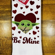 Disney Star Wars 2 Pack Hand Kitchen Towels Valentines Day Baby Yoda Be Mine NEW