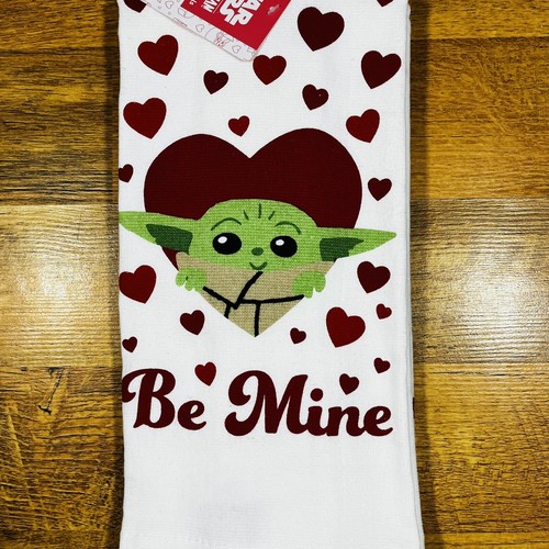Disney Star Wars 2 Pack Hand Kitchen Towels Valentines Day Baby Yoda Be Mine NEW