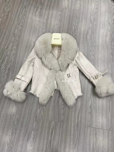 Women Rabbit Real Fur Collar Coat Skin Warm Jackets Ladies Fur Outwear Parka - Picture 12 of 28