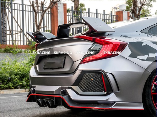 For Honda Civic 10th 16-21 Gloss Black Rear Trunk Spoiler Lip Gull Wing Bodykit - Picture 21 of 22