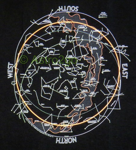 POLY GLOW SUMMER STAR CHART-Planisphere Constellations Astronomy Space T shirt  - Picture 1 of 5