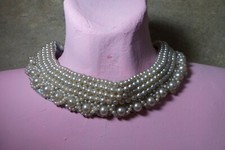VINTAGE PEARL Necklace 1950 CHOKER STYLE with HOOK  EYE Closure SATIN Backing