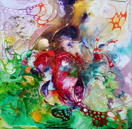 MODERNE MALEREI Strukturgemälde " HAPPY PLANET " Bild Kunst von Bozena Ossowski - Bild 2 von 12