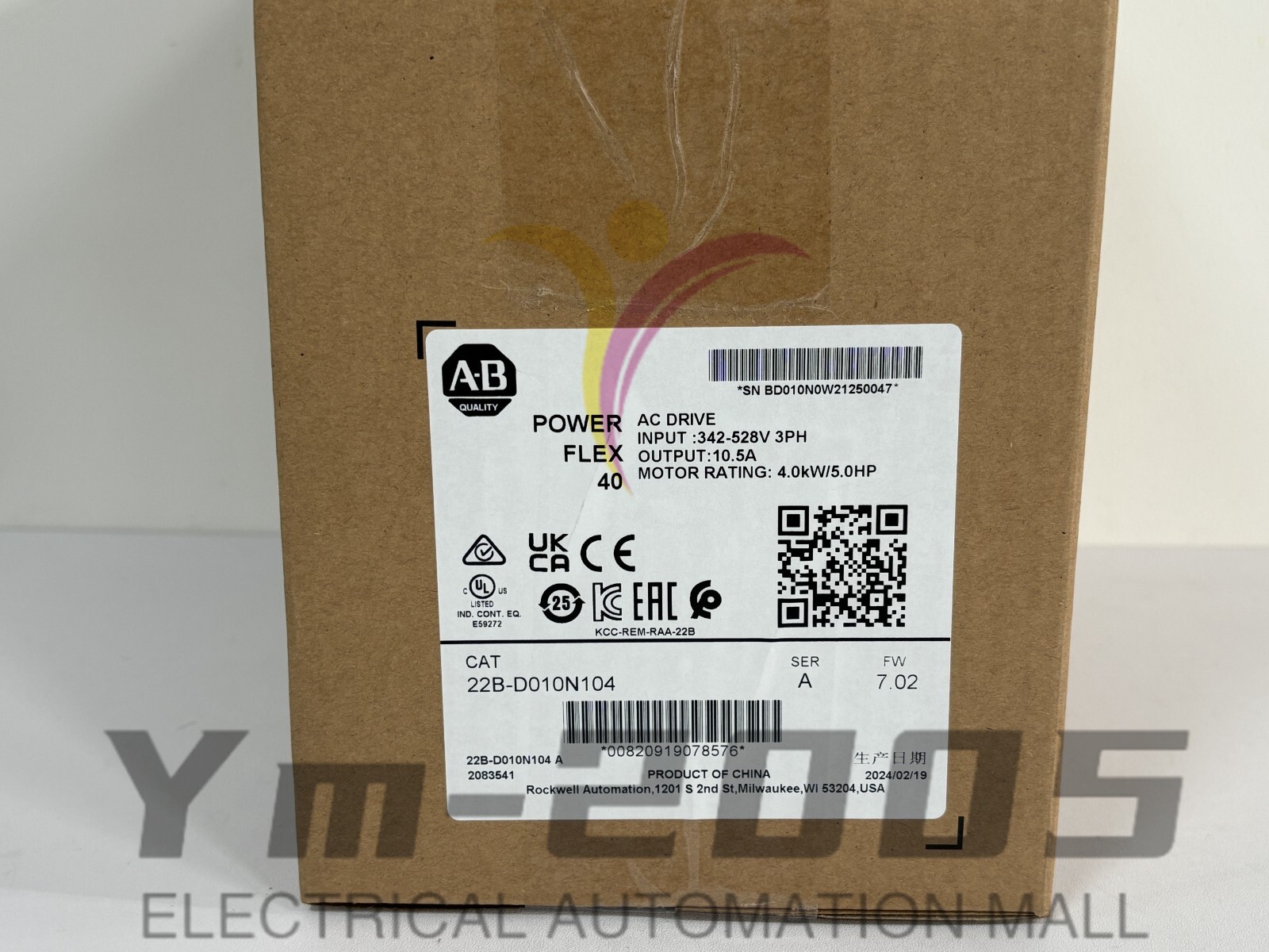 New Allen Bradley 22B-D010N104 PowerFlex 40- 4 kW (5 HP) AC Drive 22BD010N104