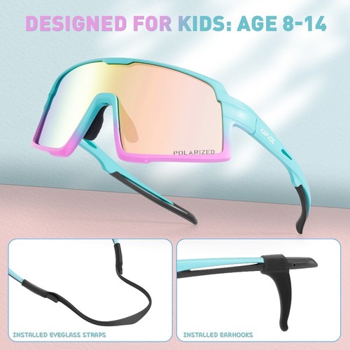 Polarisierte Sonnenbrille Kinder MTB Radfahren Brille Sport Baseball Brille Alter 8-14 - Bild 3 von 19