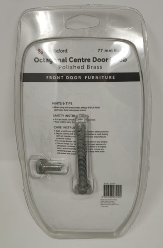 Sandleford Octagonal Dart Centre Front Door Knob Handle Polished Brass 77mm Base - Picture 5 of 5
