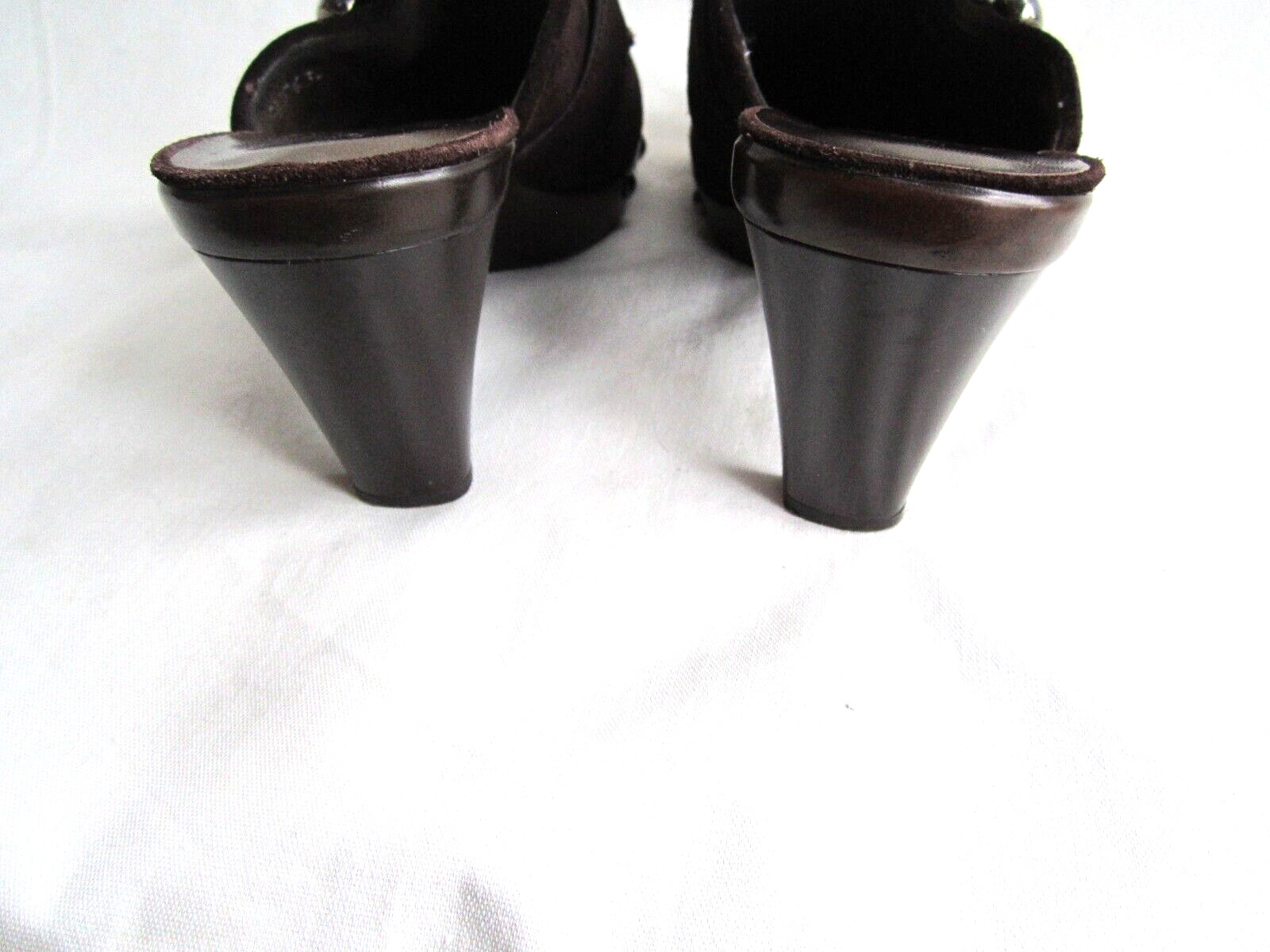 Stuart Weitzman Brown Suede Buckle Clogs Studded … - image 7