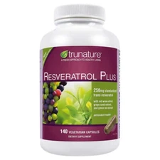 trunature Resveratrol Plus, 140 Vegetarian Capsules Anti-Aging Antioxidant