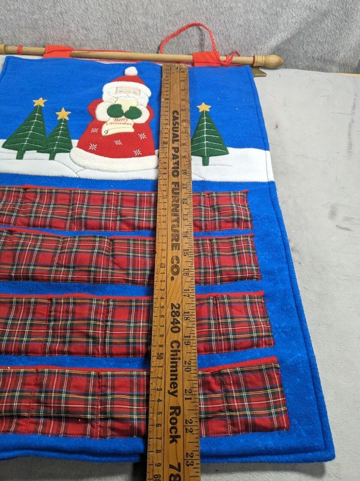 "Calendario de Adviento de Papá Noel de Navidad de tela con bolsillos cuenta regresiva de 16"" x 23""" Foto 3 de 4