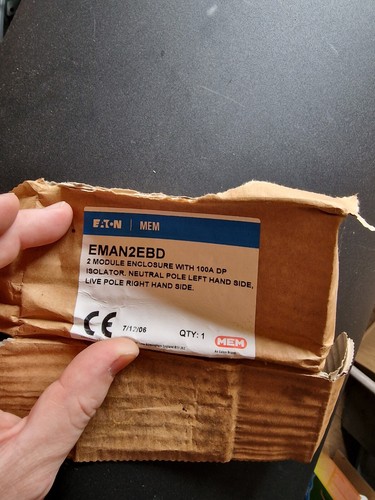 EATON domestic EMAN2EBD Enclosure. 2 Pole 100a Isolator New Unused Stock Bargain - Picture 6 of 6