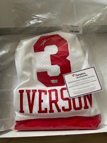 ALLEN IVERSON Autographed Philadelphia 76ers White/Red 2003-04 Jersey FANATICS - Picture 2 of 3