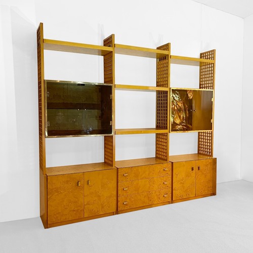 Gianluigi Gorgoni Display Unit 1970s Cabinet Vintage Burl Smoked Glass Rizzo 80s - Picture 3 of 20