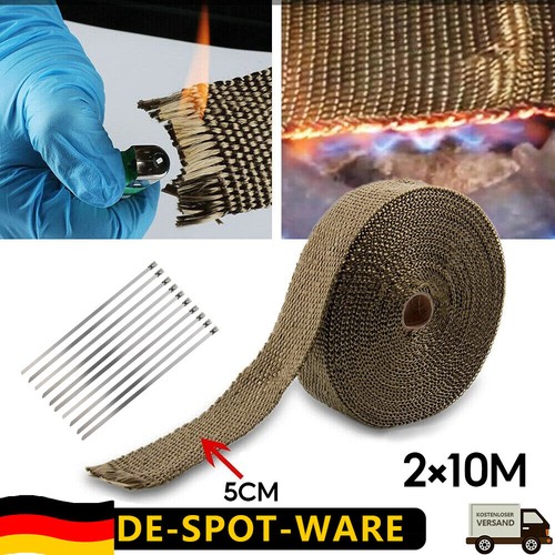 2x 10m Titan-Hitzeschutzband Auspuffband Bis 1400° Motorrad Hitzeschutz Krümmer - Bild 8 von 11