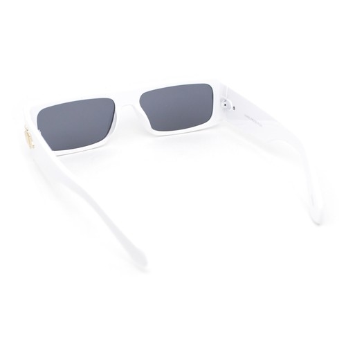 Mod Retro Narrow Rectangle Flat Top Plastic Buckle Jewel Hinge Sunglasses - Picture 8 of 9