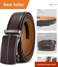 Men's Genuine Leather Ratchet Belt Adjustable Dress Waist Strap for Gift