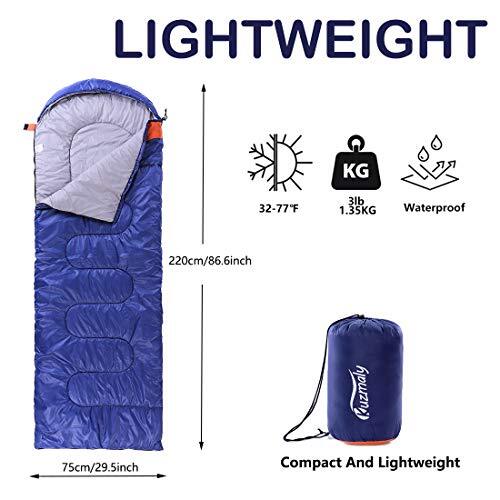 Camping Sleeping Bag 3 Seasons Lightweight &Waterproof with Single Dark blue - Picture 3 of 8