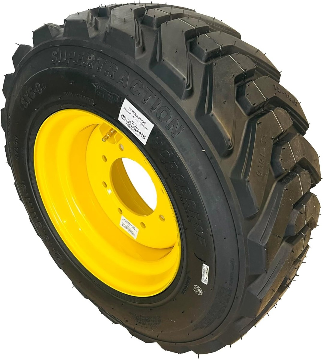 HORSESHOE 10-16.5 16PLY R-4 Extra Thick Rim-Guard Wall Super Heavy Duty LRH Tires mounted on 16.5x8.25 Lug 8X8