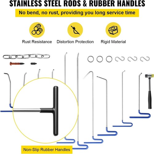 20-Pcs Paintless Dent Repair Rod Kit - Stainless Steel Tools for Hail Damage - Picture 8 of 11