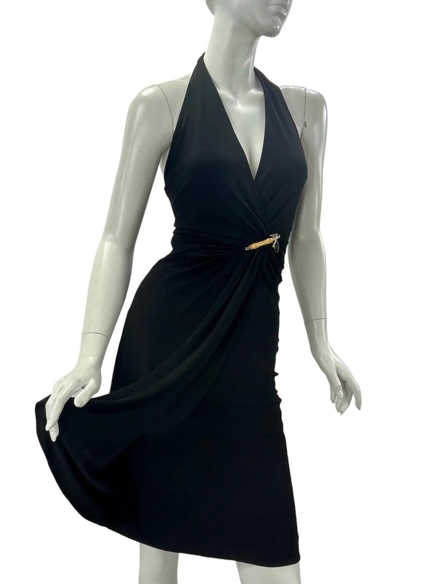 NWT 2006 Vintage Gucci Wrap Effect Black Dress Open Back and NWT 2006 Vintage Gucci Wrap Effect Black Dress Open Back and