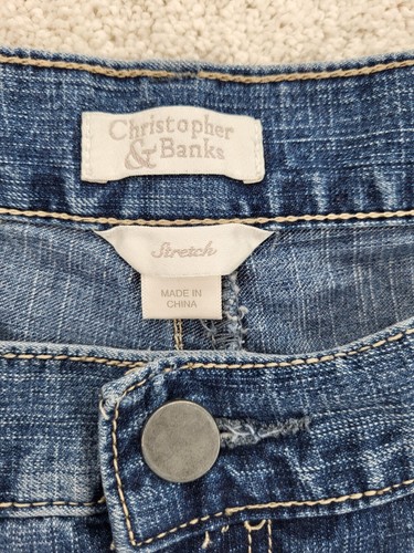 Christopher & Banks stretch jean shorts size 14 mid-rise 10" inseam 5 pocket - Picture 7 of 10